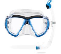 CRESSI Big Eyes + Seal Dry Clear/Azure - Combo Set for Adults Big Eyes Mask and Innovative Seal Dry Snorkel, Ideal for Diving and Snorkelling, One Size