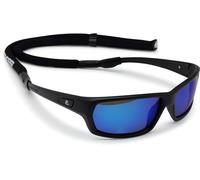 Cressi Bill Sunglasses W/Lace, Black/Mirrored Lenses Blue, Standard