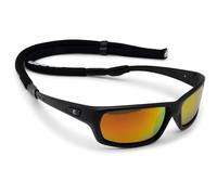 Cressi Bill Sunglasses W/Lace - Sunglasses with Floating Lanyard, Black/Mirrored lenses Orange