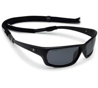 Cressi Bill Sunglasses W/Lace - Sunglasses with Floating Lanyard, Black/Smoked Lens Black