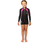 Cressi Boy's Shorty Neoprene Snorkelling Suit, Long Sleeves - Black/Pink, M (3 Years)