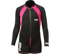 Cressi Boy's Shorty Neoprene Snorkelling Suit, Long Sleeves - Black/Pink, L (4 Years)