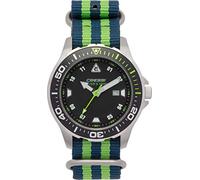 Cressi Crg1B Unisex Adult Manta Watch Rofessional Dive Watch - Silver/Black/Textile Strap Green/Blue, Uni