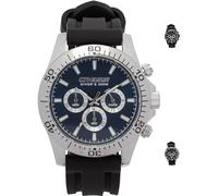 Cressi Crg1B Unisex Adult Nereus Watch Sport Quartz Analog Watch Waterproof 200 Mt with Chronograph and Calendar - Silver/Blue, Uni