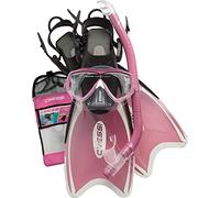 Cressi Crg1B Unisex Child Mini Palau Bag Junior Mask Fin Snorkel Set - Pink, 29/32 (5/13 Kid)