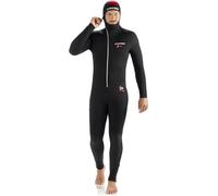Cressi Men's Diver Ultra Durable All-in-One Wetsuit - Premium Neoprene 5mm,Black / Red,XXL