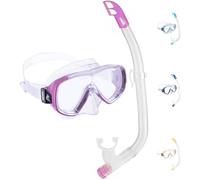 Cressi DM1010134 Ondina VIP Jr-Mask Snorkeling Combo Set (Made in Italy), Transparent/Pink, One Size