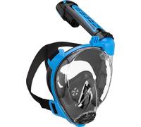Cressi Duke Action Full Face Snorkel Mask - CO2 Safe Dry Snorkel System - Wide View Anti Fog Mask - Action Cam Mount for Snorkelling - Black/Blue - M/L