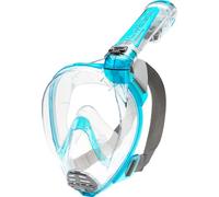 Cressi Duke Full Face Snorkel Dry Mask - Available in Standard Version or with Action Cam Holder, Adult Unisex,Clear/Aquamarine,S/M
