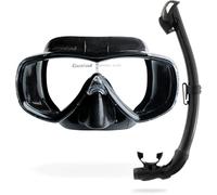 CRESSI Estrella + Seal Dry Combo Black/Black - Adult Combo Set Estrella Mask and Innovative Seal Dry Snorkel, perfect for Diving Snorkelling, Black/Black, One Size