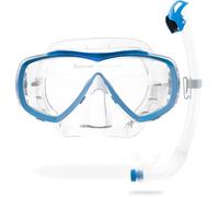 CRESSI Estrella + Seal Dry Combo Clear/Azure - Adult Combo Set Estrella Mask and Innovative Seal Dry Snorkel, perfect for Diving Snorkelling, Transparent/Azure, One Size