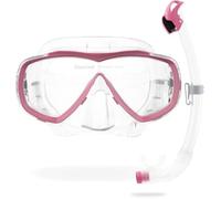CRESSI Estrella + Seal Dry Combo Clear/Pink - Adult Combo Set Estrella Mask and Innovative Seal Dry Snorkel, perfect for Diving Snorkelling, Transparent/Pink, One Size