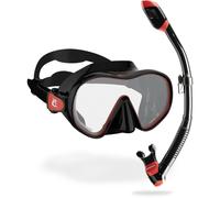 CRESSI F-Dual + Supernova Dry Combo - Unisex Diving Mask F-Dual rimless and Dry Snorkel for Snorkelling and Scuba Diving, Black / Red