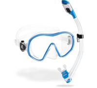 CRESSI F-Dual + Supernova Dry Combo - Unisex Diving Mask F-Dual rimless and Dry Snorkel for Snorkelling and Scuba Diving, Colour Clear/Blue, One Size