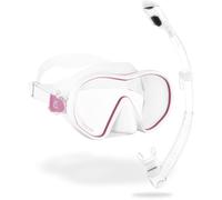 CRESSI F-Dual + Supernova Dry Combo - Unisex Diving Mask F-Dual rimless and Dry Snorkel for Snorkelling and Scuba Diving, Colour White Pink/Clear