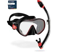 CRESSI F-Dual + Supernova Dry Combo - Unisex Diving Mask F-Dual rimless and Dry Snorkel for Snorkelling and Scuba Diving, Black / Red