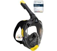 CRESSI Bali Full Face Mask Black/Yellow S/M - Unisex Integral Snorkel Mask, Anti Fog Clear Lens, 100% Silicone, Dry Snorkel with Float Valve, Action Cam Mount, Adjustable Strap, Black/Yellow, S/M