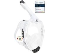 CRESSI Bali Full Face Mask White/Black S/M - Unisex Integral Snorkel Mask, Anti Fog Clear Lens, 100% Silicone, Dry Snorkel with Float Valve, Action Cam Mount, Adjustable Strap, White/Black, S/M