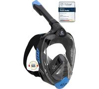 CRESSI Bali Full Face Mask Black/Blue L/XL - Unisex Integral Snorkel Mask, Anti Fog Clear Lens, 100% Silicone, Dry Snorkel with Float Valve, Action Cam Mount, Adjustable Strap, Black/Blue, L/XL