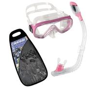 Cressi Girl's Ondina and Mini Dry Snorkel Combo Set - Clear/Pink