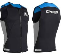 CRESSI Guardian Man Neoprene Zipper Vest Black/Blue 2mm L/4 - Double-lined 2mm Neoprene Vest with Zip, for Swimming, Snorkeling and other Water Sports, Black/Blue, L/4, Men's