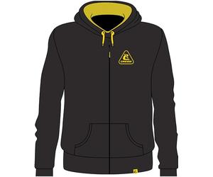 Cressi Hoodie Unisex W/Zip Sports Sweatshirt with Long Sleeves, Drawstring Hood, 2 Pockets, Front Zipper, Embroidery Logo, Black/Yellow, XXL