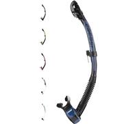 Cressi Itaca Ultra Dry Snorkel - Snorkel Dry for Free Diving and Snorkeling, Black/Metal Blue, One Size, Unisex Adult