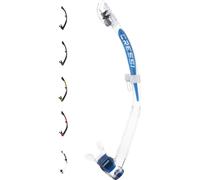 Cressi Itaca Ultra Dry Snorkel - Snorkel Dry for Free Diving and Snorkeling, Transparent/Metal Blue, One Size, Unisex Adult