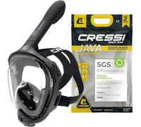 CRESSI Java Full Face Mask Black/Black L/Xl-Unisex Full Face Snorkel Mask, Ultra Clear Anti Fog Lens, 100% Silicone, Snorkel Dry with Safety Valves, Black/Black, L/XL
