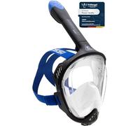 CRESSI Java Full Face Mask Black/Blue L/XL-Unisex Full Face Snorkel Mask, Ultra Clear Anti Fog Lens, 100% Silicone, Snorkel Dry with Safety Valves, Black/Blue, L/XL