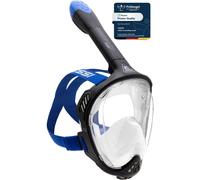 CRESSI Java Full Face Mask Black/Blue S/M-Full Face Snorkel Mask, Ultra Clear Anti Fog Lens, 100% Silicone, Snorkel Dry with Safety Valves, Black/Blu