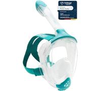 CRESSI Java Full Face Mask Clear/Aquamarine S/M-Unisex Full Face Snorkel Mask, Ultra Clear Anti Fog Lens, 100% Silicone, Snorkel Dry with Safety Valves, Transparent/Aquamarine, S/M