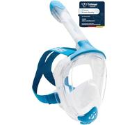 CRESSI Java Full Face Mask Clear/Blue S/M-Unisex Full Face Snorkel Mask, Ultra Clear Anti Fog Lens, 100% Silicone, Snorkel Dry with Safety Valves, Transparent/Blue, S/M