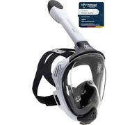 CRESSI Java Full Face Mask White/Black L/XL-Unisex Full Face Snorkel Mask, Ultra Clear Anti Fog Lens, 100% Silicone, Snorkel Dry with Safety Valves, White/Black, L/XL