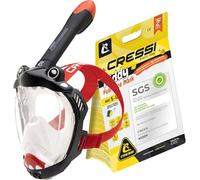 CRESSI Kiddy Kids Full Face Mask Black/Clear/Red - Full Face Mask Designed Specifically for Children, Anti Fog, Exhalation Valve and Dry Snorkel