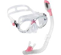 Cressi Kids' Marea Junior Scuba Diving and Snorkelling Mask with Mini Dry Snorkel, Clear/Pink