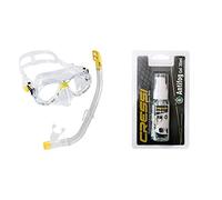 Cressi Kids' Marea Vip Jr Snorkel Set Clear/Yellow with Anti Fog Gel for Diving Masks/Swim Goggles