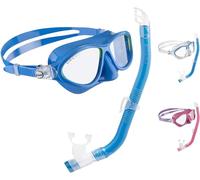 Cressi Kids Moon Snorkeling Mask, Light Blue/Lime, 5-10 Years