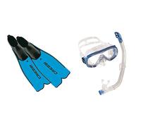 Cressi Kids Rondinella Fins, Blue with Ondina Junior Snorkeling Mask for Kids