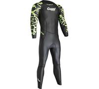 Cressi Kuwae Man Monopiece Swimsuit Black/Green 2mm S - Men's One Piece Specifically Designed for Swimming and Freediving, Smooth Neoprene Outer, Black/Green 2mm, S