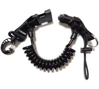 Cressi Laynyard with Ring - Elastic Spiral Cable for Diving and Water Activities, Unisex, Black/Black, 1 Carabiner, Unisex
