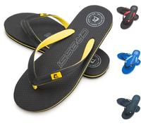 Cressi Leaf Flip-Flop - Unisex Flip-Flops for Beach and Pool - Black/Yellow, 9.5/10.5 UK - 43/44 EU