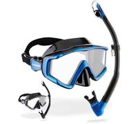 CRESSI Liberty Triside & Epsilon Dry Black/Sapphire - Unisex Liberty Triside Mask and Epsilon Dry Snorkel, Ideal for Snorkelling and Diving,