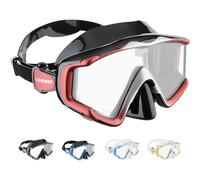 CRESSI Liberty Triside Mask - Panoramic 3 Glass Mask for Diving and Snorkelling, Black/Red Silver, One Size, Unisex Adult