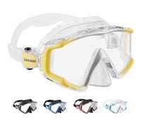 CRESSI Liberty Triside Mask - Panoramic 3 Glass Mask for Diving and Snorkelling, Clear/Yellow Silver, One Size, Unisex Adult
