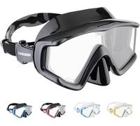 CRESSI Liberty Triside Mask - Panoramic 3 Glass Mask for Diving and Snorkelling, Black/Graphite, One Size, Unisex Adult