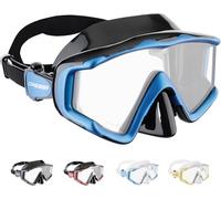 CRESSI Liberty Triside Mask - Panoramic 3 Glass Mask for Diving and Snorkelling, Black/ Sapphire, One Size, Unisex Adult
