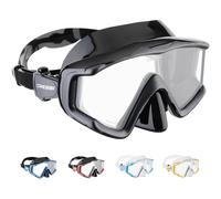 CRESSI Liberty Triside Mask - Panoramic 3 Glass Mask for Diving and Snorkelling, Black/Graphite, One Size, Unisex Adult