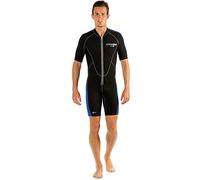 Cressi Lido Man Shorty Wetsuit - Men's Shorty Wetsuit for Snorkelling, Swimming and Water Sports, 2mm Ultra Stretch Neoprene, Black/Blue, L