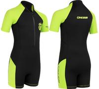 Cressi Little Shark Shorty Wetsuit - High-Stretch Neoprene for Kids Wetsuit - Short-Sleeve Swim Suit - Neoprene Swimsuit - Black/Lime - 3/4 Years